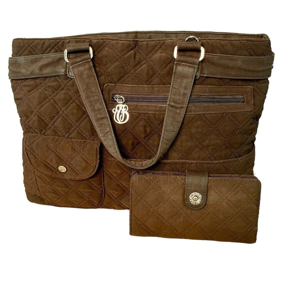 Vera Bradley Brown Quilted Microfiber Tote Shoulder Bag/Hand Bag & Wallett - Picture 16 of 16